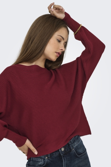 Only Trui ONLADALINE LIFE L/S SHORT PULLO KNT 15226298 Cabernet