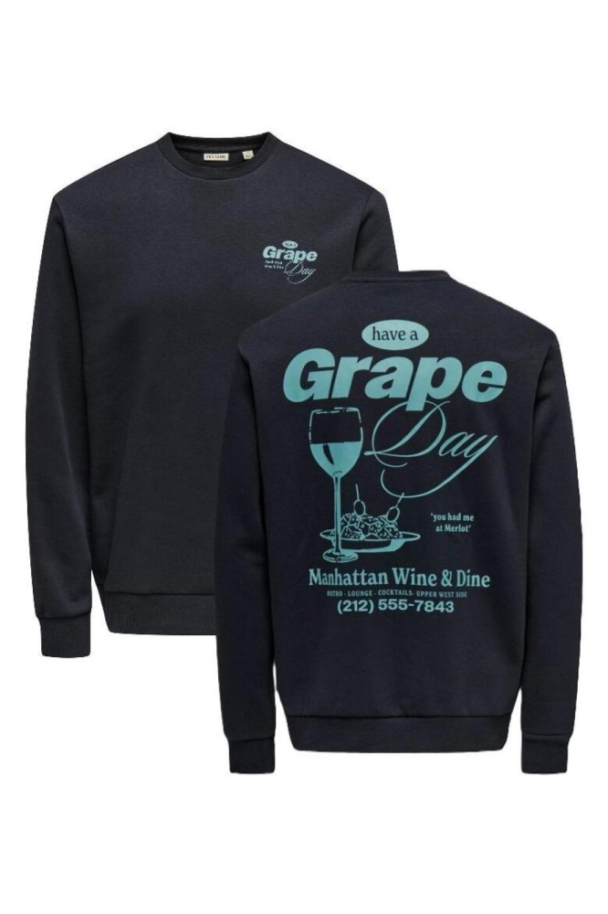 Only & Sons zwarte heren sweater | Vooraanzicht