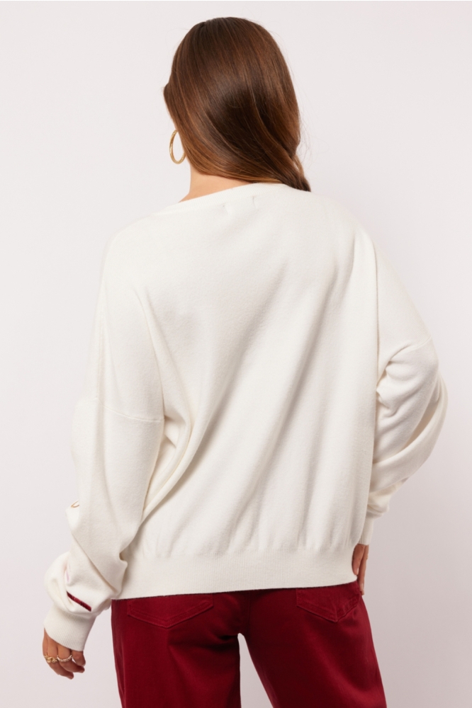 Fluresk witte dames trui | Model achteraanzicht