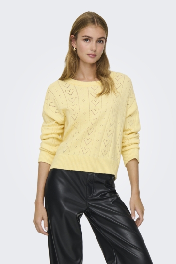 Only Trui ONLISA LIFE LS STRUCT BOXY ONECK CC 15363149 SUNLIGHT/MELANGE/HEART