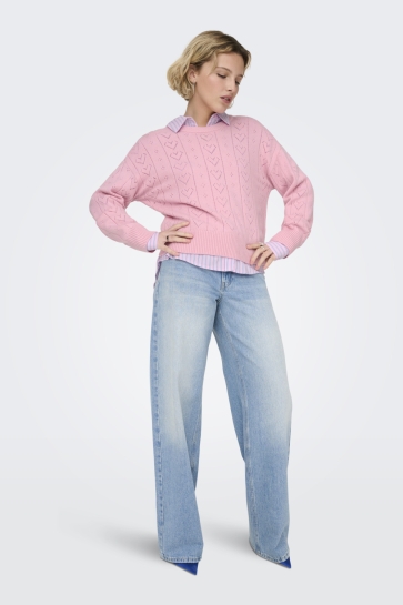 Only ONLISA LIFE LS STRUCT BOXY ONECK CC 15363149 ROMANCE ROSE/HEART