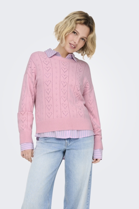 Only roze dames trui | Model vooraanzicht