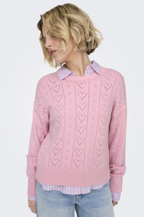 Only roze dames trui | Model vooraanzicht
