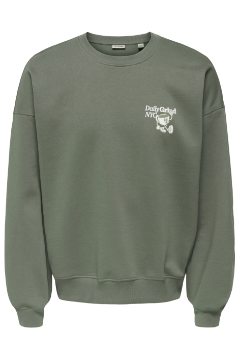 Only & Sons groene heren sweater | Vooraanzicht
