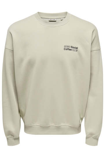 Only & Sons ONSSOHO VTG CREW NECK 22035626 SILVER LINING/SOHO