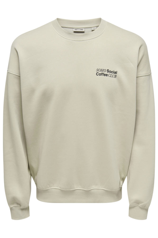 Only & Sons beige heren sweater | Vooraanzicht