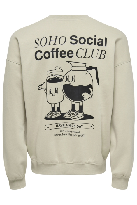 Only & Sons beige heren sweater | Achteraanzicht