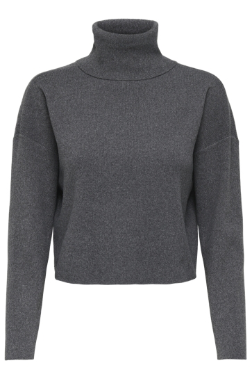 Only Trui ONLAMA LIFE LS RIB ROLLNECK CC KNT 15350404 MEDIUM GREY MELANGE