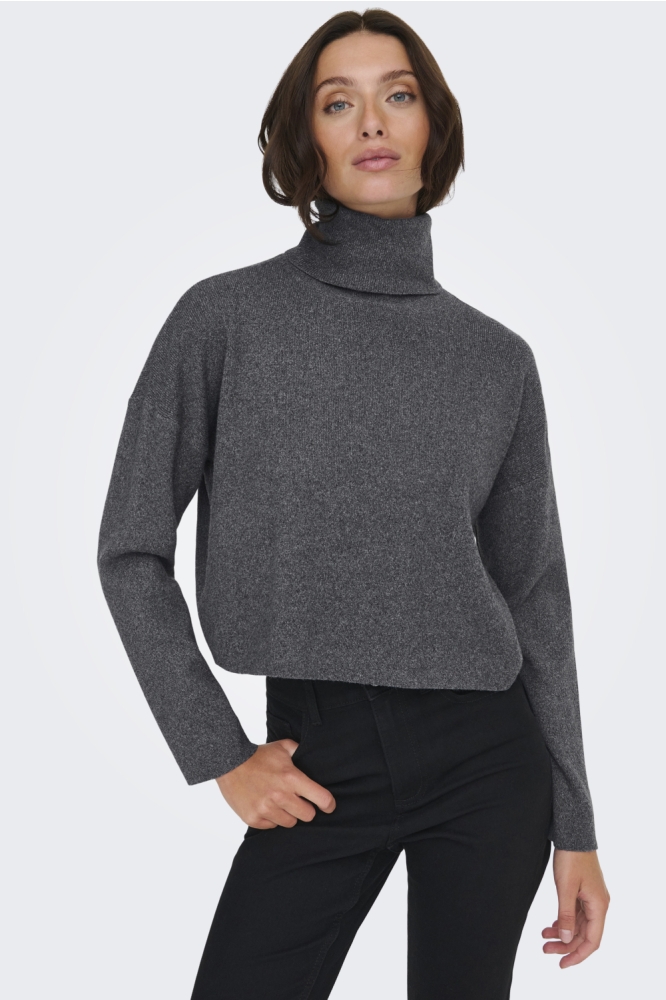 Only grijze dames trui | Model vooraanzicht