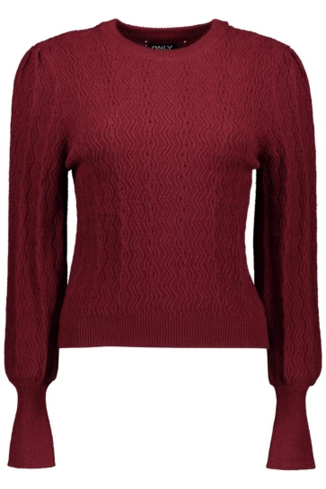 Only Trui ONLKATIA LS STRUC PUFF ONECK CC KNT 15294087 Cabernet/W. Melange