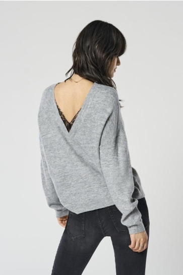 Only ONLMANIFESTA LS REVERSIBLE KNT NOOS 15329229 Light Grey Mela/Black lace