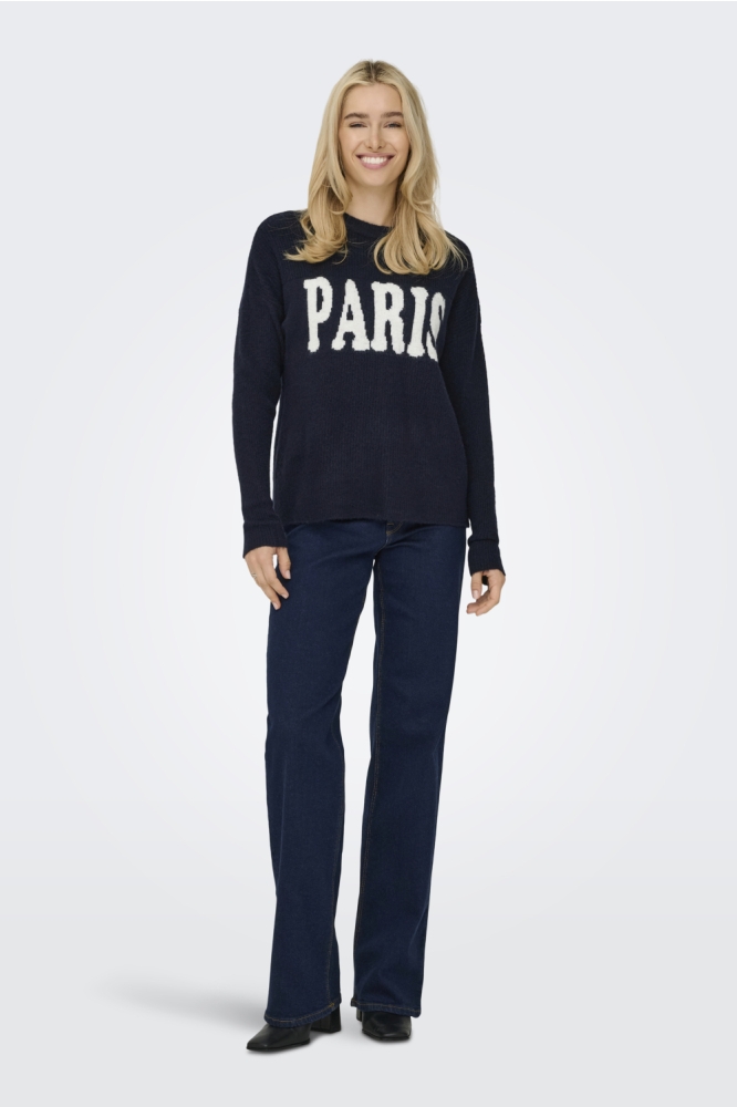 Only blauwe dames trui | Model vooraanzicht