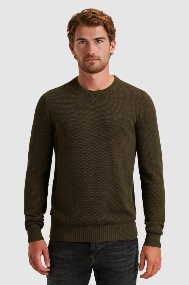 PME legend groene heren trui | Model vooraanzicht