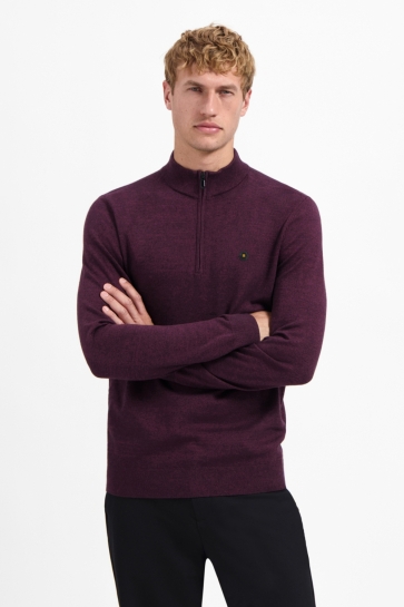 NO-EXCESS Trui TRUI MET HALVE RITS EN MELANGE 29210885SN 164 DARK WINE