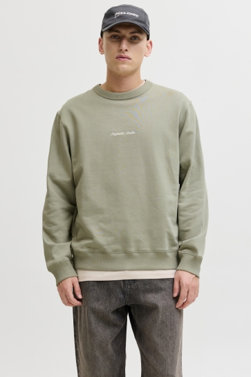 Jack & Jones JORNORREBRO EMB SWEAT CREW NOOS 12282893 SEAGRASS