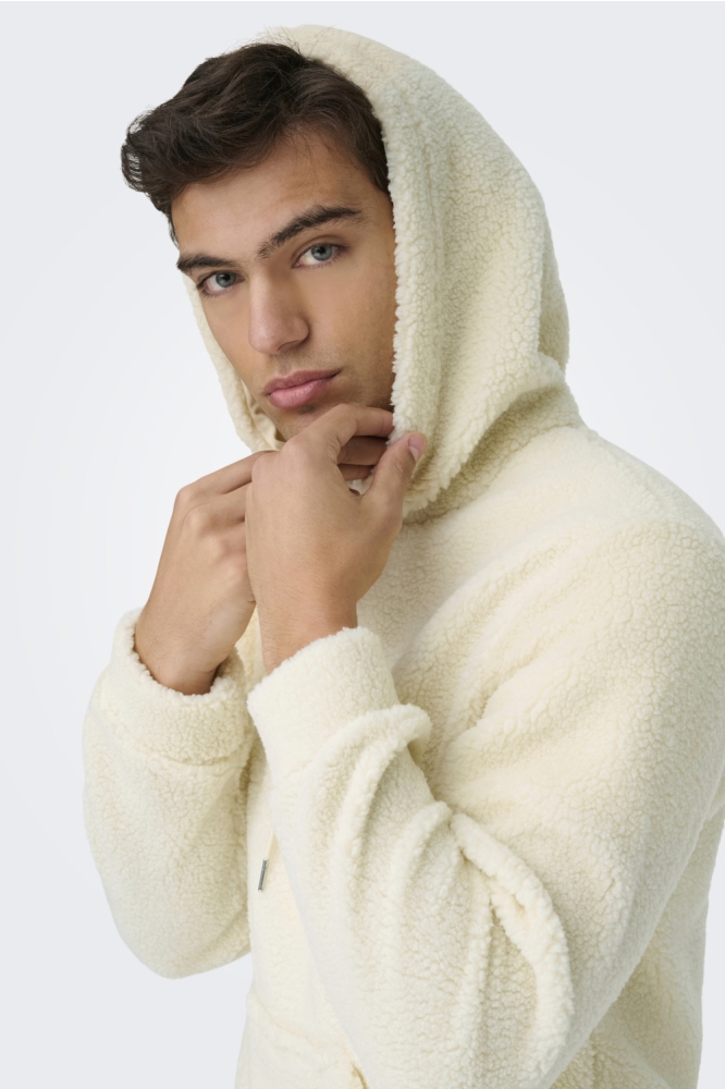 Only & Sons beige heren sweater | Close up