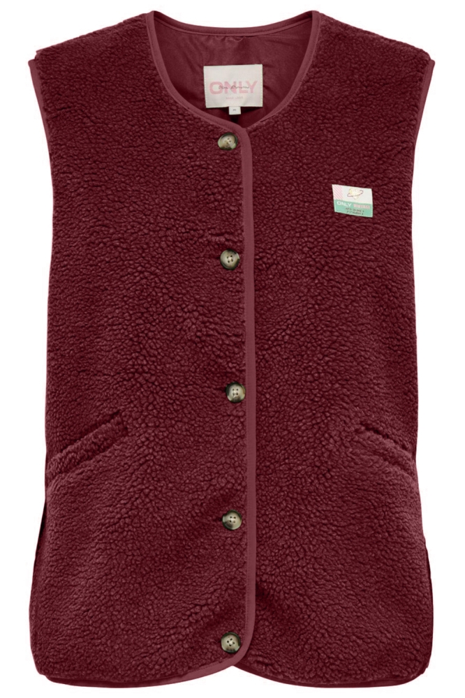Only bordeaux dames gilet | Vooraanzicht