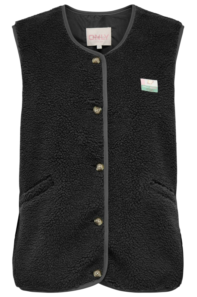Only zwarte dames gilet | Vooraanzicht