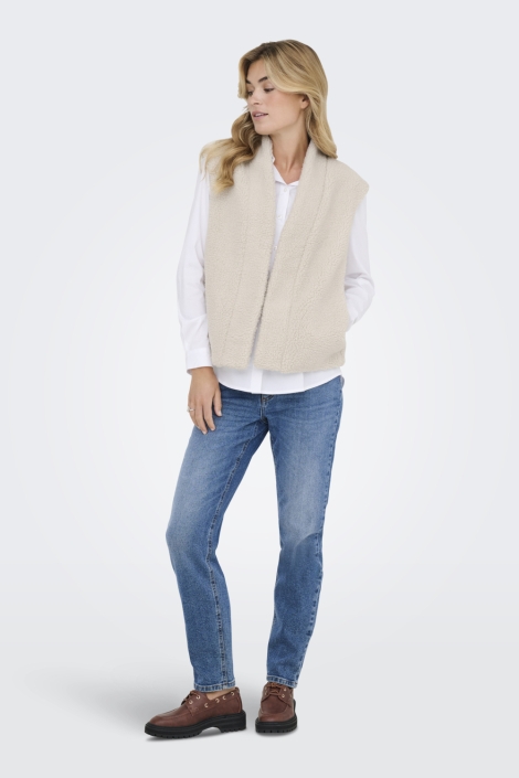 Jacqueline de Yong ecru dames gilet | Model