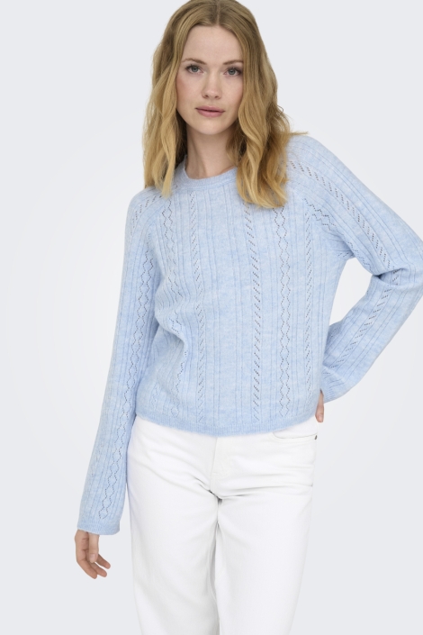 Jacqueline de Yong blauwe dames trui | Model vooraanzicht