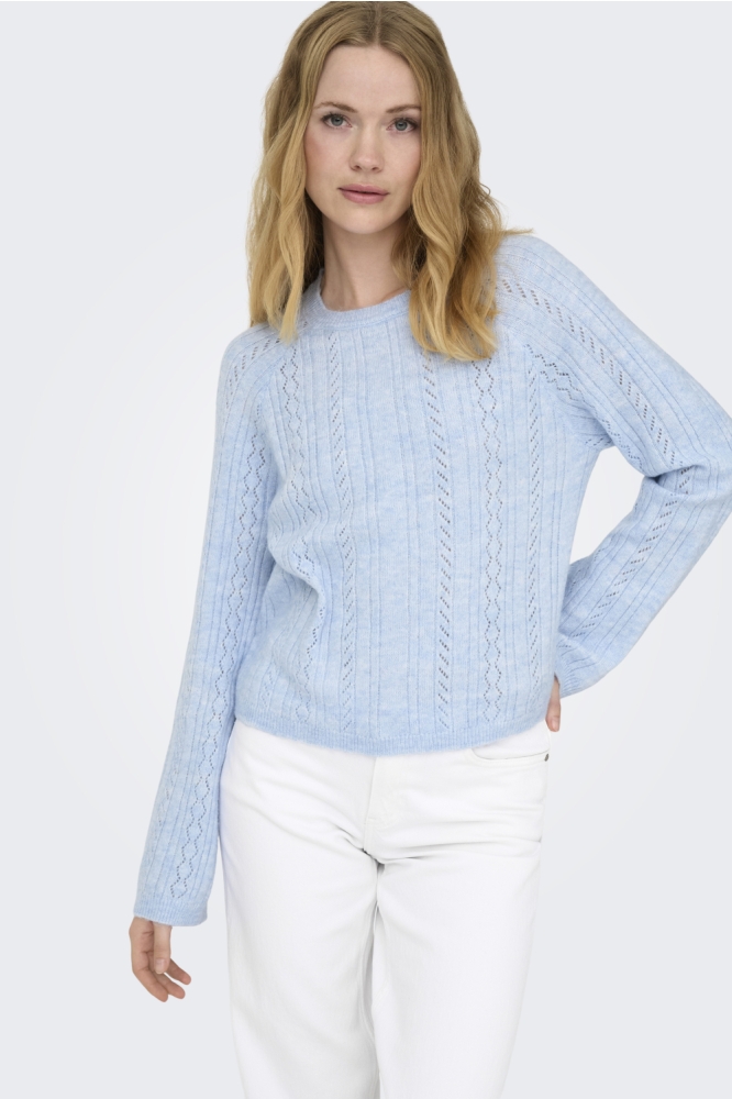 Jacqueline de Yong blauwe dames trui | Model vooraanzicht