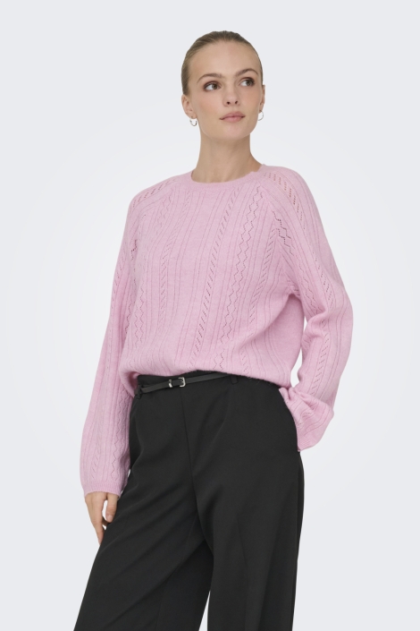 Jacqueline de Yong roze dames trui | Model vooraanzicht