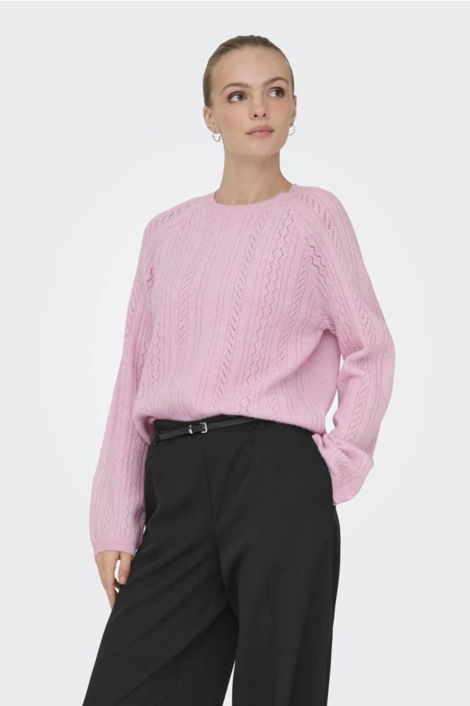 Jacqueline de Yong roze dames trui | Model vooraanzicht