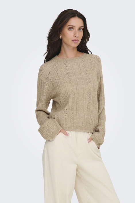 Jacqueline de Yong zand dames trui | Model vooraanzicht