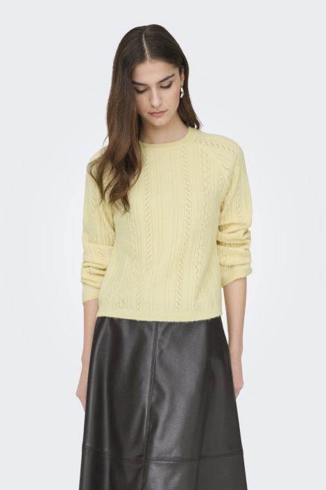 Jacqueline de Yong gele dames trui | Model vooraanzicht