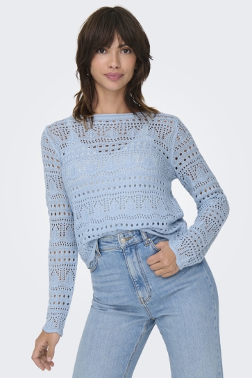 Jacqueline de Yong JDYSUN LAY L/S BOATNECK PULLOV. KNT 15287384 CASHMERE BLUE