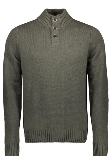 NZA PULLOVER BUTTON COLLAR 25HN419 1764 Army Grey Melange