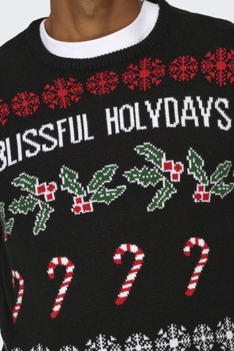 Only & Sons zwarte heren trui | Close up