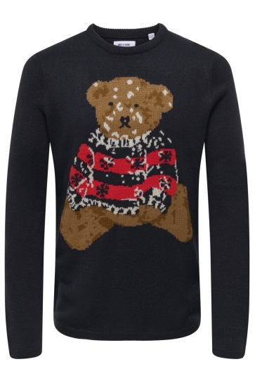 Only & Sons Trui ONSXMAS REG 5 TEDDY CREW KNIT 22033260 DARK NAVY/ POPPY RED