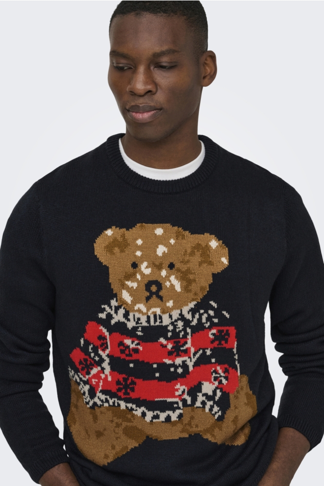 Only & Sons blauwe heren trui | Close up