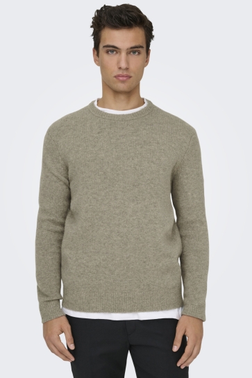 Only & Sons Trui ONSRAY REG LS CREW KNIT FRML 22035025 WALNUT