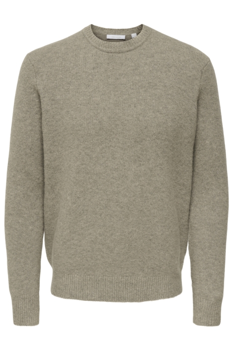 Only & Sons taupe heren trui | Vooraanzicht