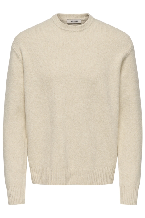 Only & Sons beige heren trui | Vooraanzicht
