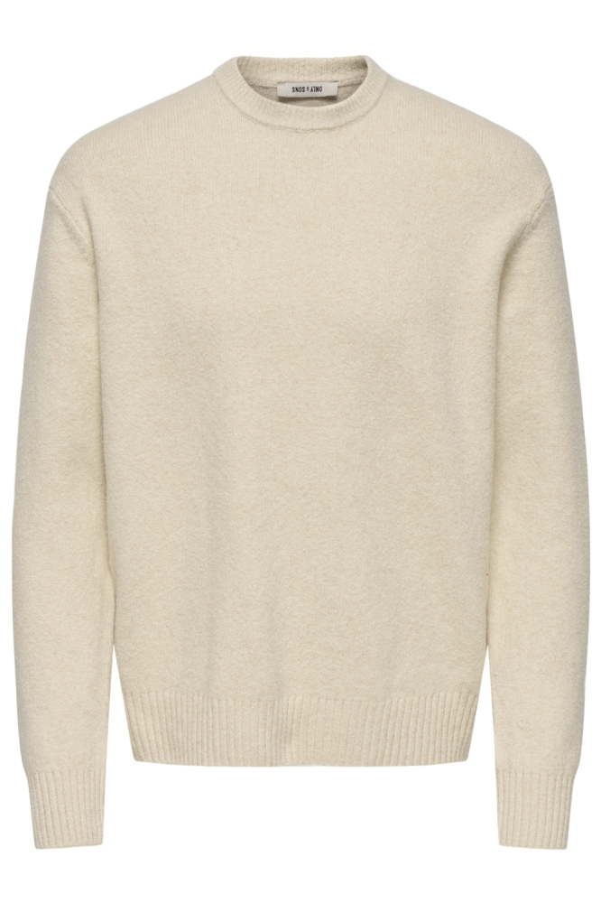 Only & Sons beige heren trui | Vooraanzicht