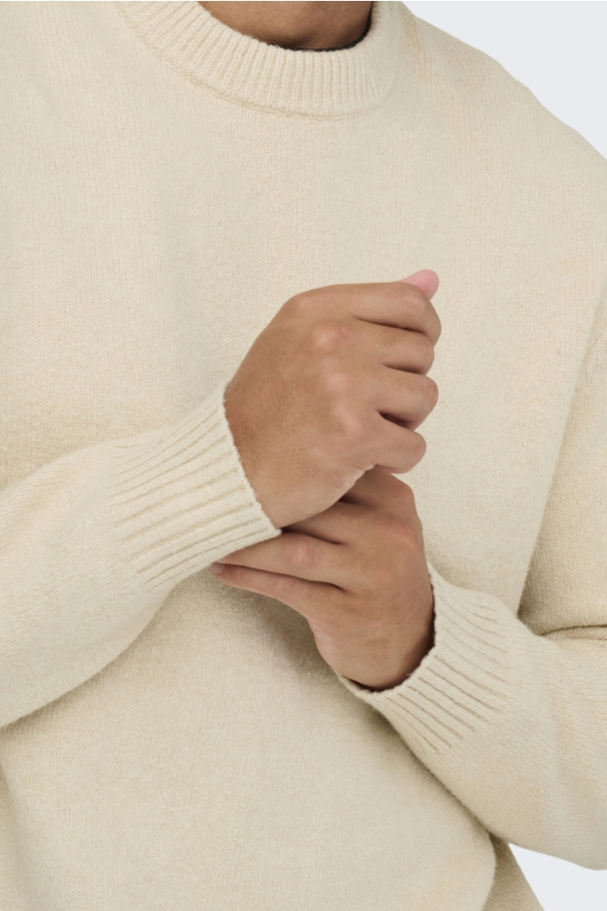 Only & Sons beige heren trui | Close up