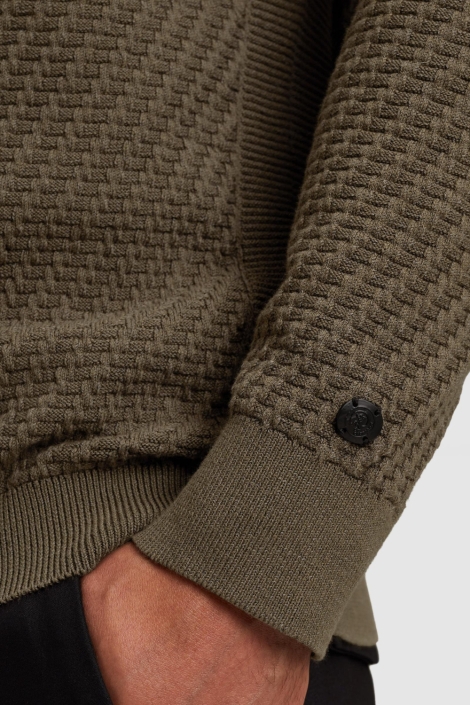 Cast Iron bruine heren trui | Close up