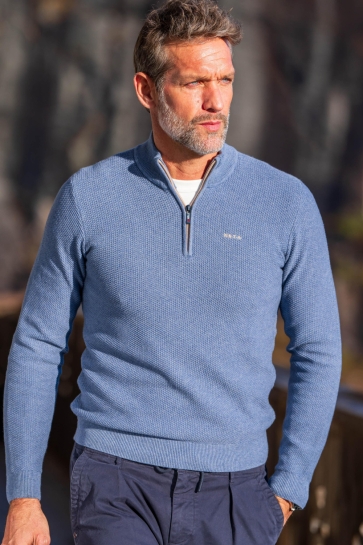 NZA HALF ZIP SWEATER 25HN478 2619 SOFT BLUE MELANGE