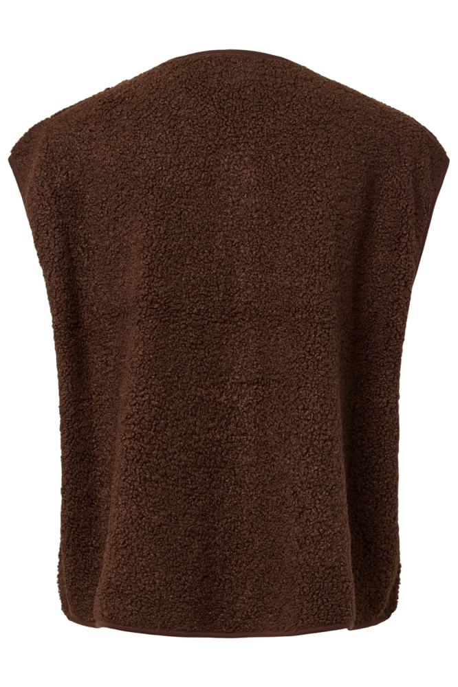 Pieces bruine dames gilet | Achteraanzicht