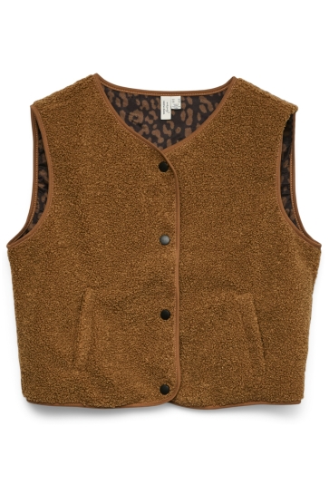 Vero Moda Vest VMILLY SL GILET JRS BTQ FR 10344060 TOFFEE/BLACK AOP