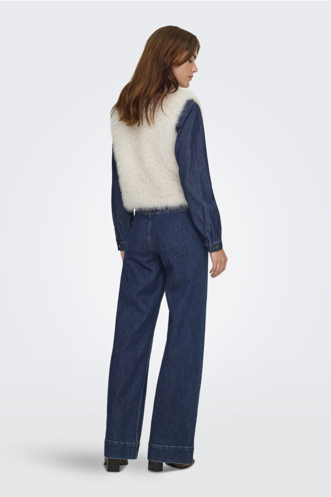 Jacqueline de Yong ecru dames gilet | Model achteraanzicht