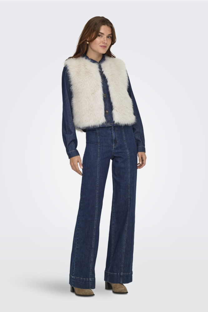 Jacqueline de Yong ecru dames gilet | Model