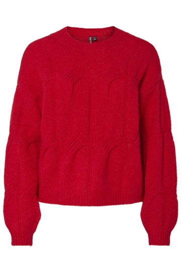 Pieces Trui PCJENNA LS O-NECK CABLE KNIT NOOS B 17158924 GOJI BERRY