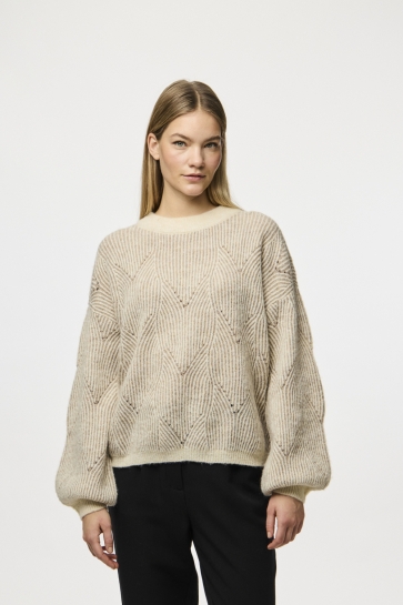 Pieces Trui PCJENNA LS O-NECK KNIT NOOS BC 17147906 WHITECAP GRAY/GREIGE