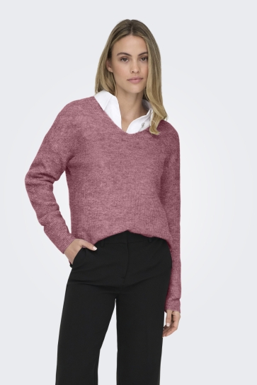 Only ONLCAMILLA V-NECK L/S PULLOVER KNT 15204588 Renaissance Ros/MELANGE