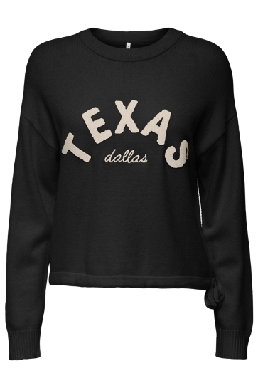 Only ONLKATIA LS TEXT O-NECK CC KNT 15350684 BLACK/TEDDY EMBR