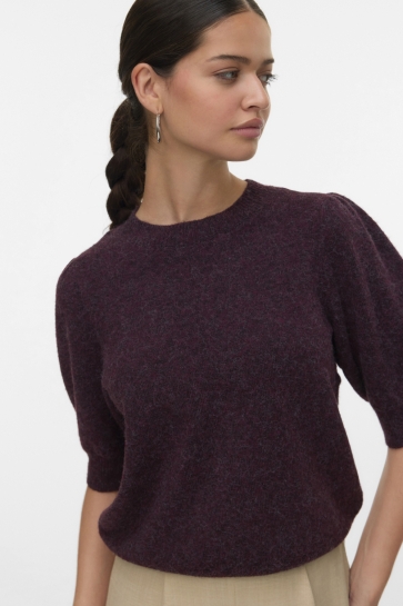Vero Moda VMDOFFY 2/4 O-NECK PULLOVER GA NOOS 10278313 Winetasting Melange